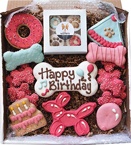 Wüfers Birthday Girl Handmade Hand-Decorated Dog Treats Cookies Box, 10+ Cookies
