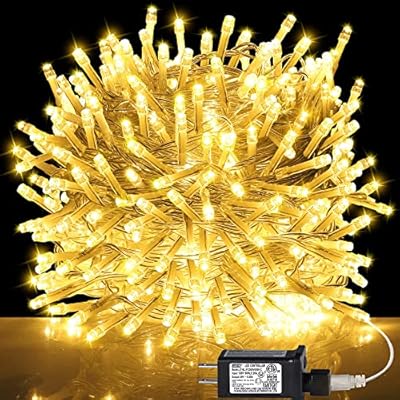 kemooie 500 LED Christmas Lights, 164FT 8 Lighting Modes with Timer Plug in Waterproof String Lights for Outdoor Christmas Birthday Wedding Party Garden Balcony Decorations (Warm White)