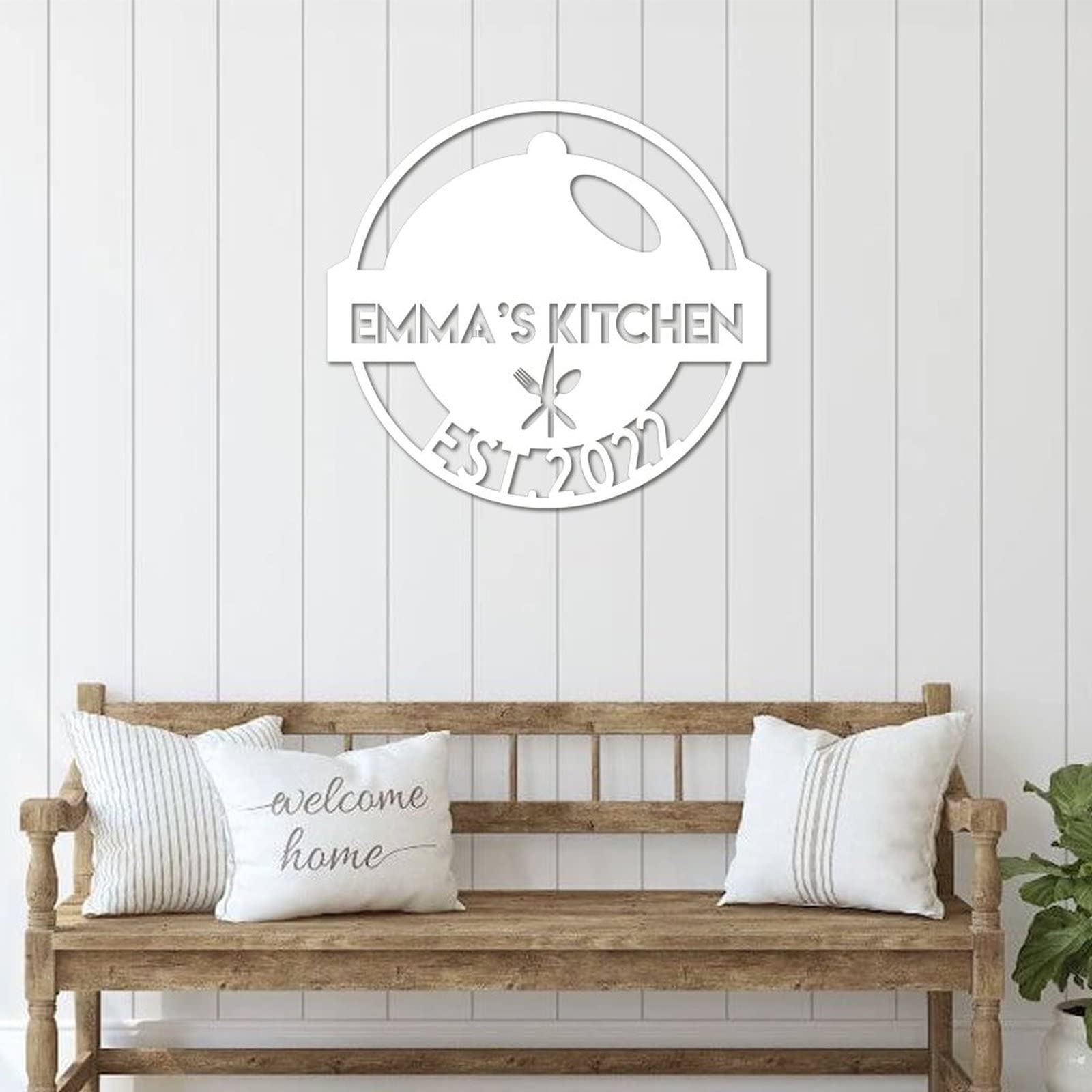 Letrero de metal personalizado para cocina, letrero de nombre personalizado para cocina, placa de apellido, cafetería, inauguración de la casa, regalo para amantes de la cocina, regalo de cocina para