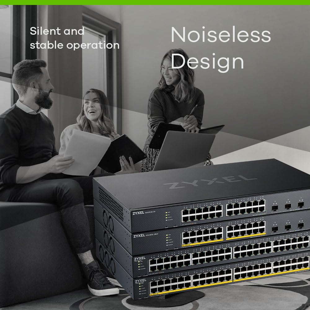 Zyxel 24-Port Gigabit Switch | Smart-L2 Managed | 4X 10G SFP+ | Optional Nebula Cloud | Rackmount | Ethernet Network Hub [XGS1935-28]