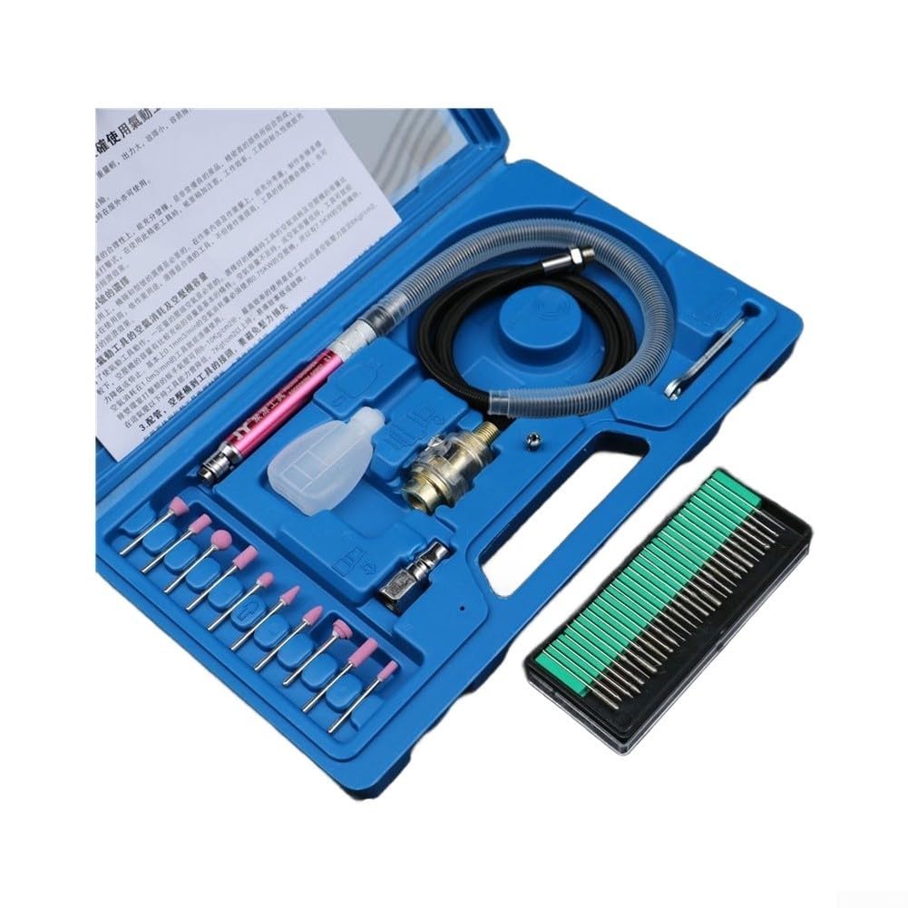 Kit smerigliatrice pneumatica, penna per rettifica pneumatica da 65000 giri | Corpo in plastica, pressione di esercizio 90 psi, uso in legno, metallo, plastica, include punte per smerigliatura