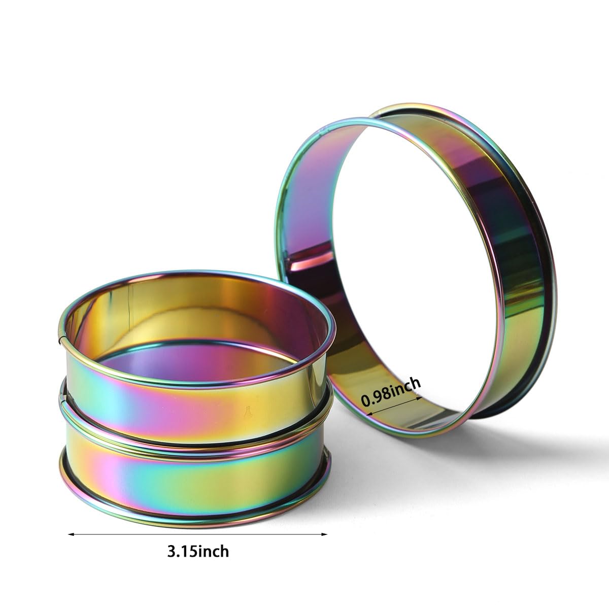 3.15 Inch English Muffin Rings, Stainless Steel Crumpet Rings, Rainbow Tart Rings for Baking, Double Rolled Nonstick Round Cake Ring, Metal Pastry Ring Mold for Dessert Food Making Tool