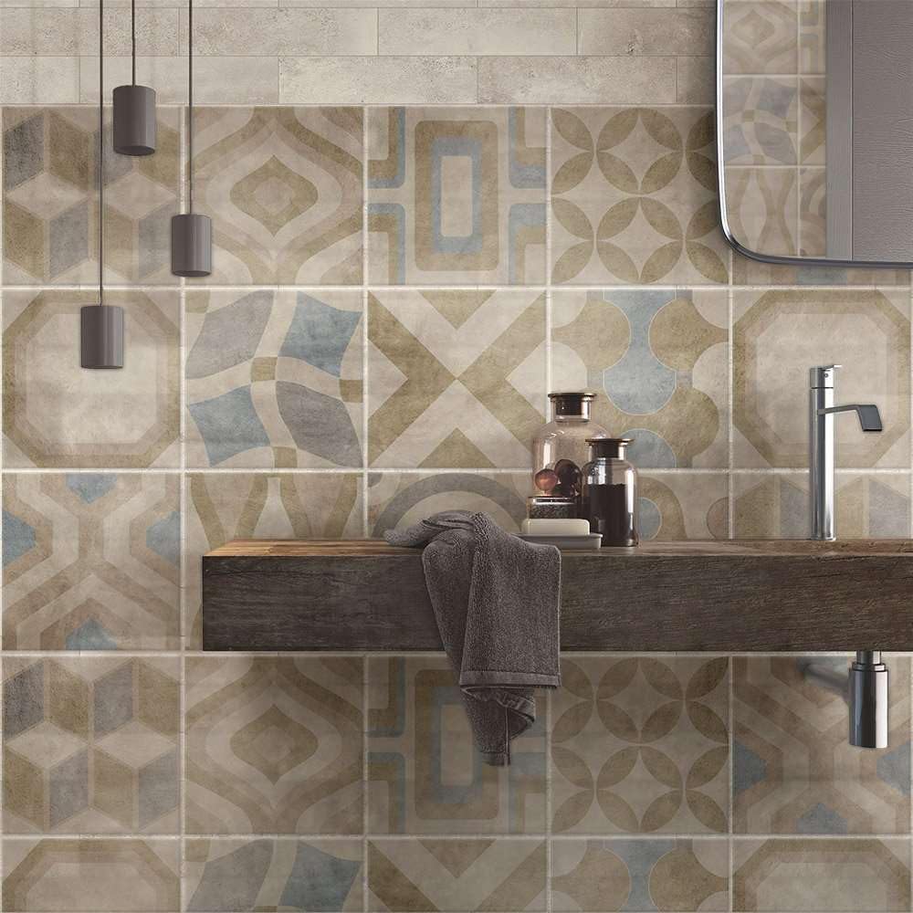 RE-COVERTILES - Adesivi per Piastrelle Bagno e Cucina 24 Pz 10x10 cm - PS00172 Decorazione murale in PVC impermeabile mattonelle mosaico stile cementine Azulejos