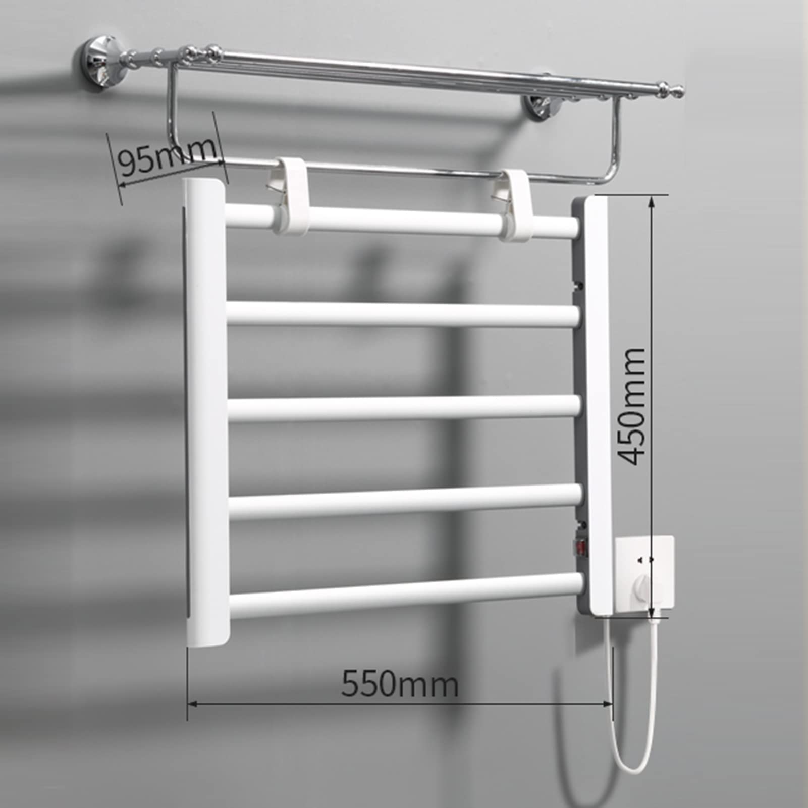 Radiador Calentador de Toallas eléctrico para baño, Ahorro de energía, Calentamiento rápido, toallero eléctrico - Aluminio Espacial