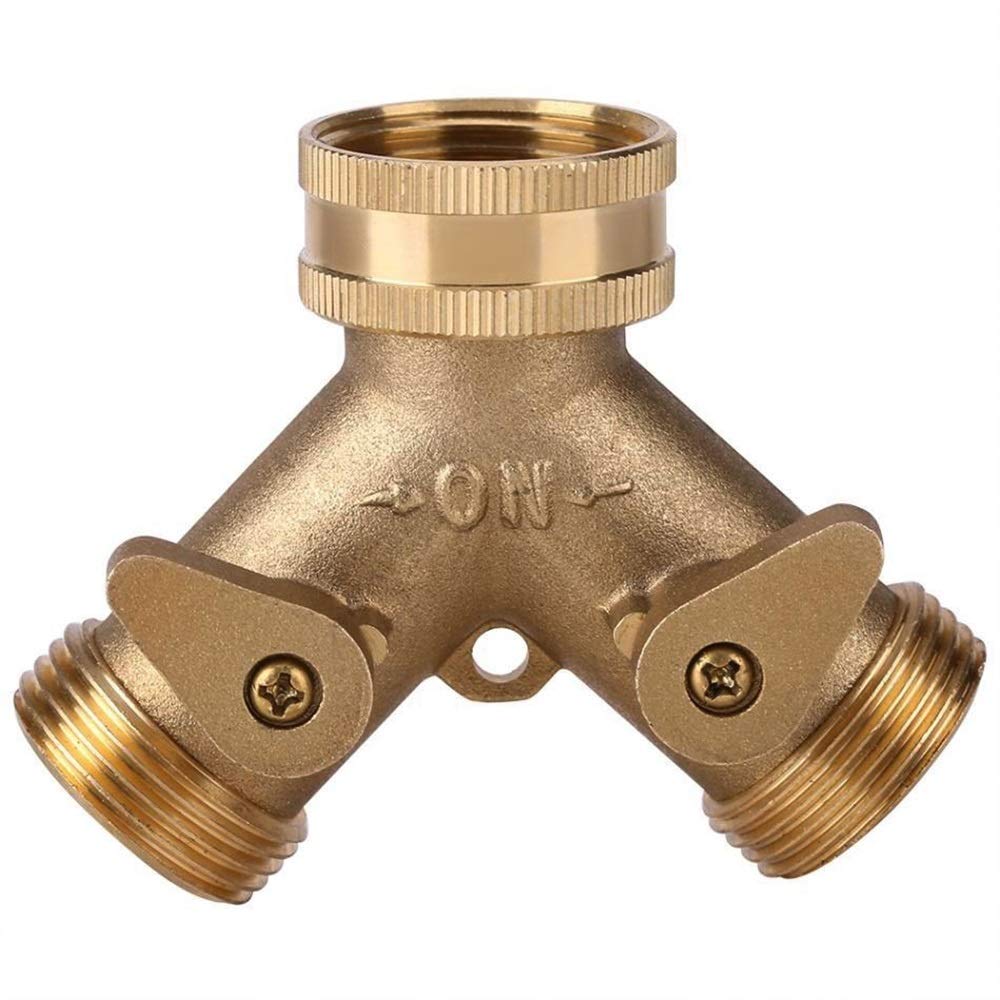 Plumbing Fittings Ball Valve Hose Pipe Splitter 3/4 Inch Brass 2 Way Tap Connectors for Garden Irrigation