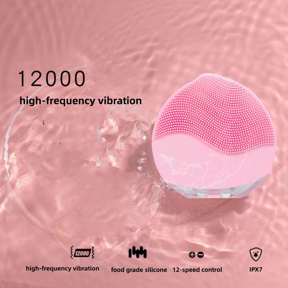 Facial Cleansing Brush | Anti Aging Face Massager | Enhances Absorption of Facial Skin Care Products | for Clean & Healthy Face Care | Simple & Easy | Waterproof (Pink)
