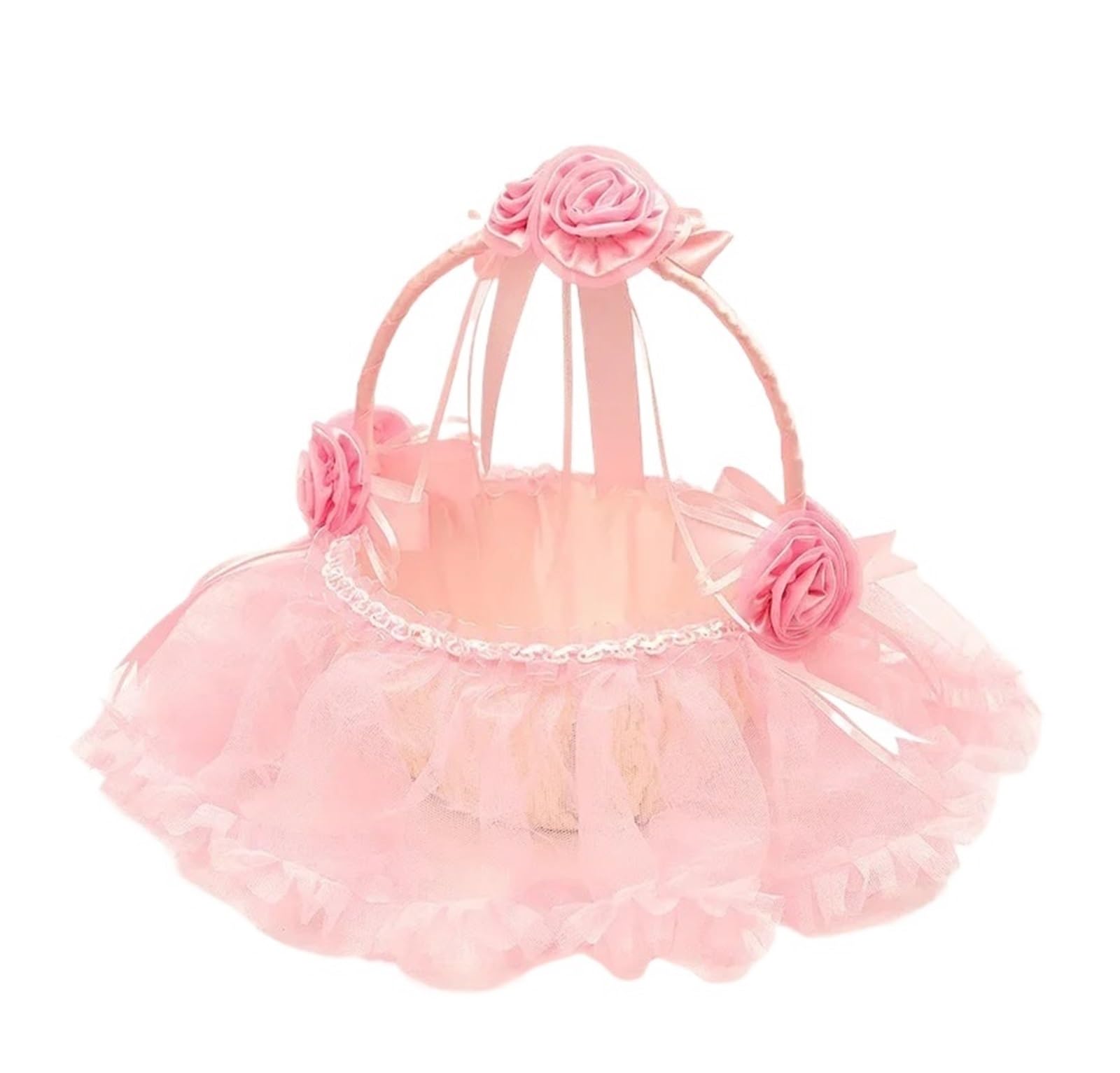 Wedding Petal Confetti Basket, Flower Wedding Basket Handheld Lace Petal Scattering Multicolor(Color4)