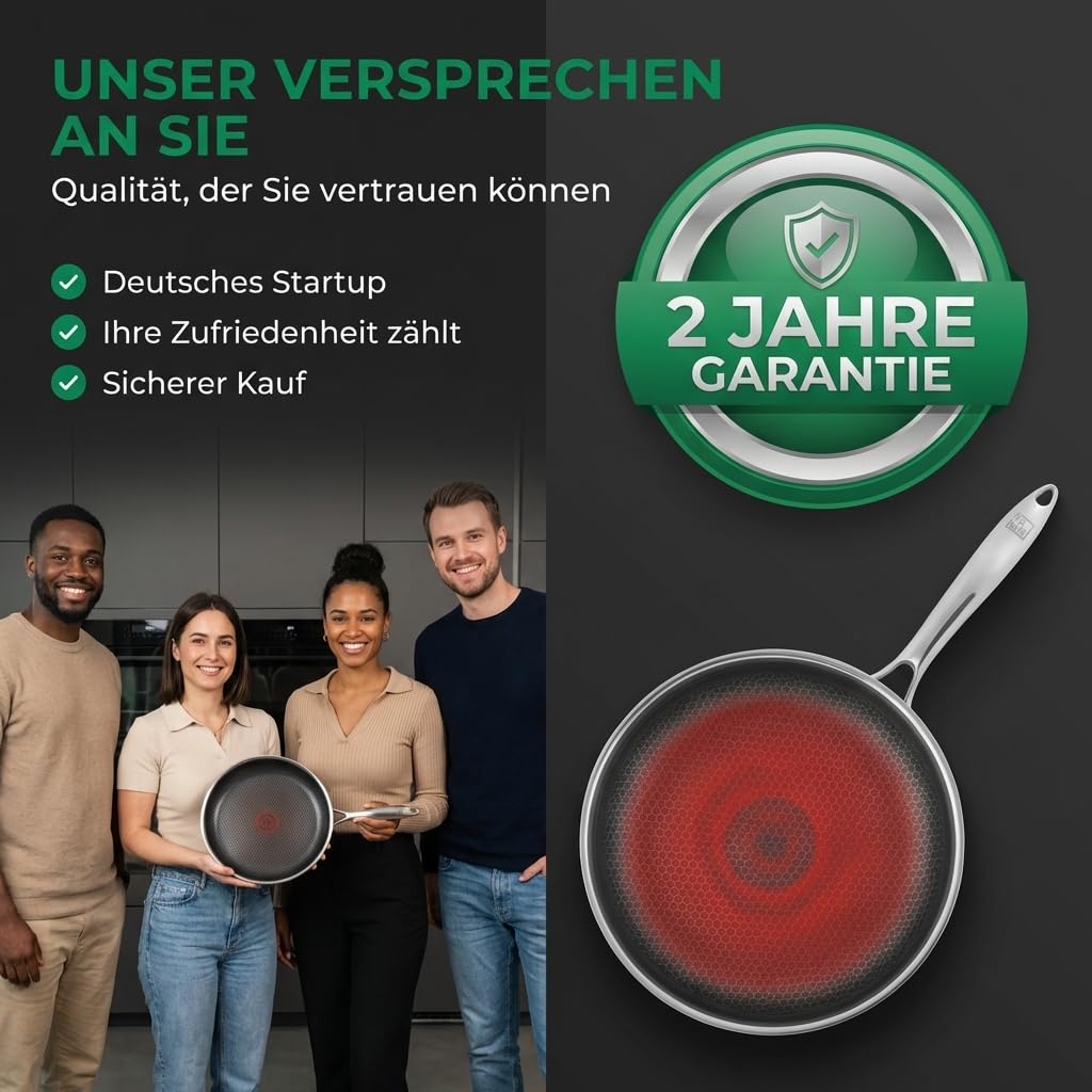 FIXLINE® Premium Wabenpfanne Ø20cm - alle Herdarten inkl. Induktion - kratzfeste Antihaftbeschichtung - Backofen bis 250℃ - edles Wabendesign - Allrounder Pfanne für jeden Einsatz