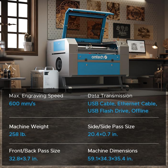Specifications of OMTech 90W Laser Engraver