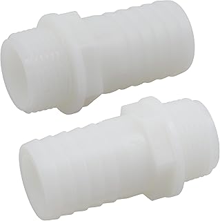 AERZETIX - C75012 - Juego de 2 Racores Macho Acanalado Recto 1'' x Ø32mm para atornillar - Rosca Exterior - Adaptador Conector Sistema Circuito de irrigación riego - en Poliamida - Color Blanco