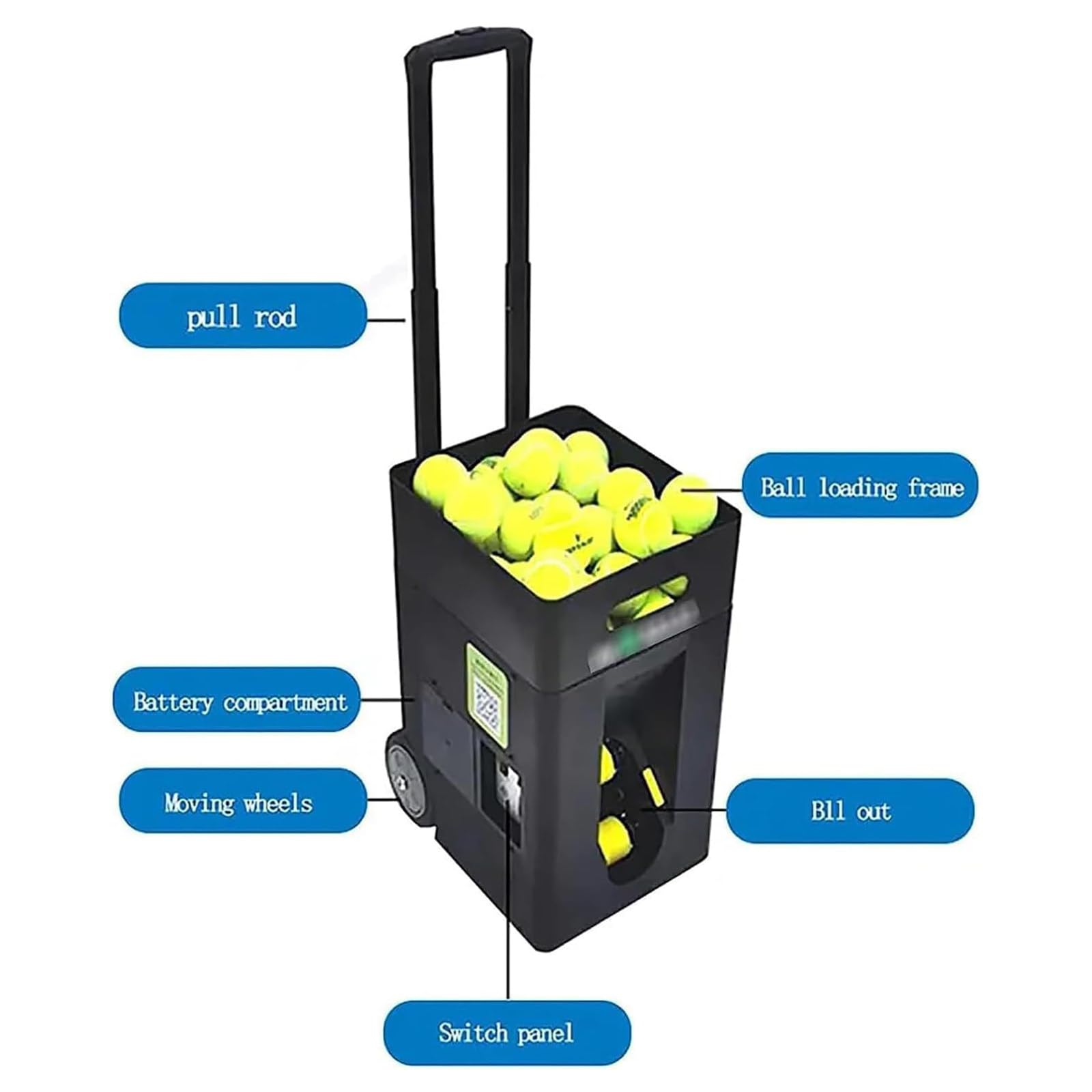 Machine De Balle De Tennis Portable, Machine D'entraînement/Lanceur/équipement pour La Pratique Quotidienne, Angle De Lancement Réglable, 50 Balles, pour Débutants, Entraînement en Solo