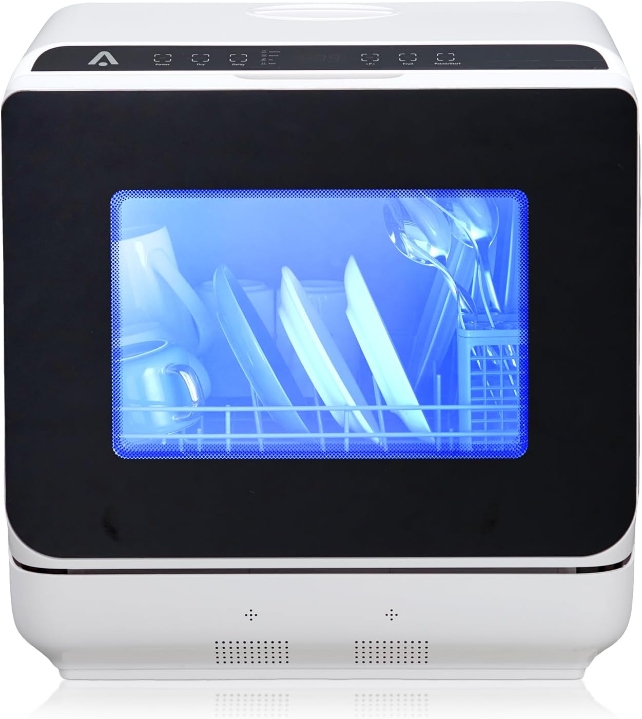 Portable Dishwasher, Mini Dishwashers with Dual Water Supply Modes, Portable Countertop Dishwasher with 5 Wash Programs, Countertop Design with Double-Layered Glass Door Viewing Window, No Hookup Need