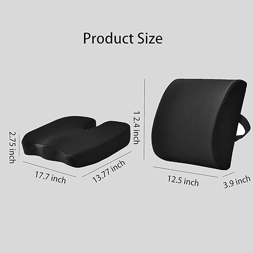 Miniatura 10 de WMM Cojín de asiento y almohada de apoyo lumbar para silla de oficina, asiento de automóvil, silla de ruedas, reduce la presión del coxis para la