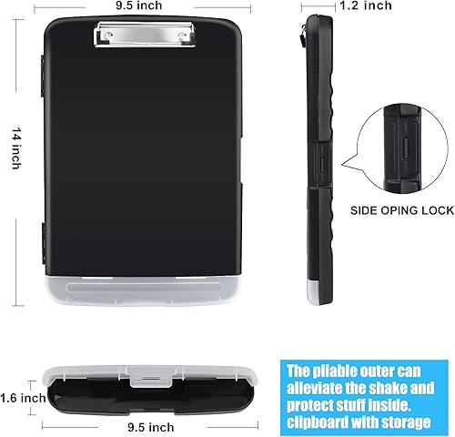Miniatura 5 de TFDLCG zm Portapapeles con almacenamiento resistente, tableros de clip de 8.5 x 11 pulgadas con soporte para bolígrafos, estuche de portapapeles de