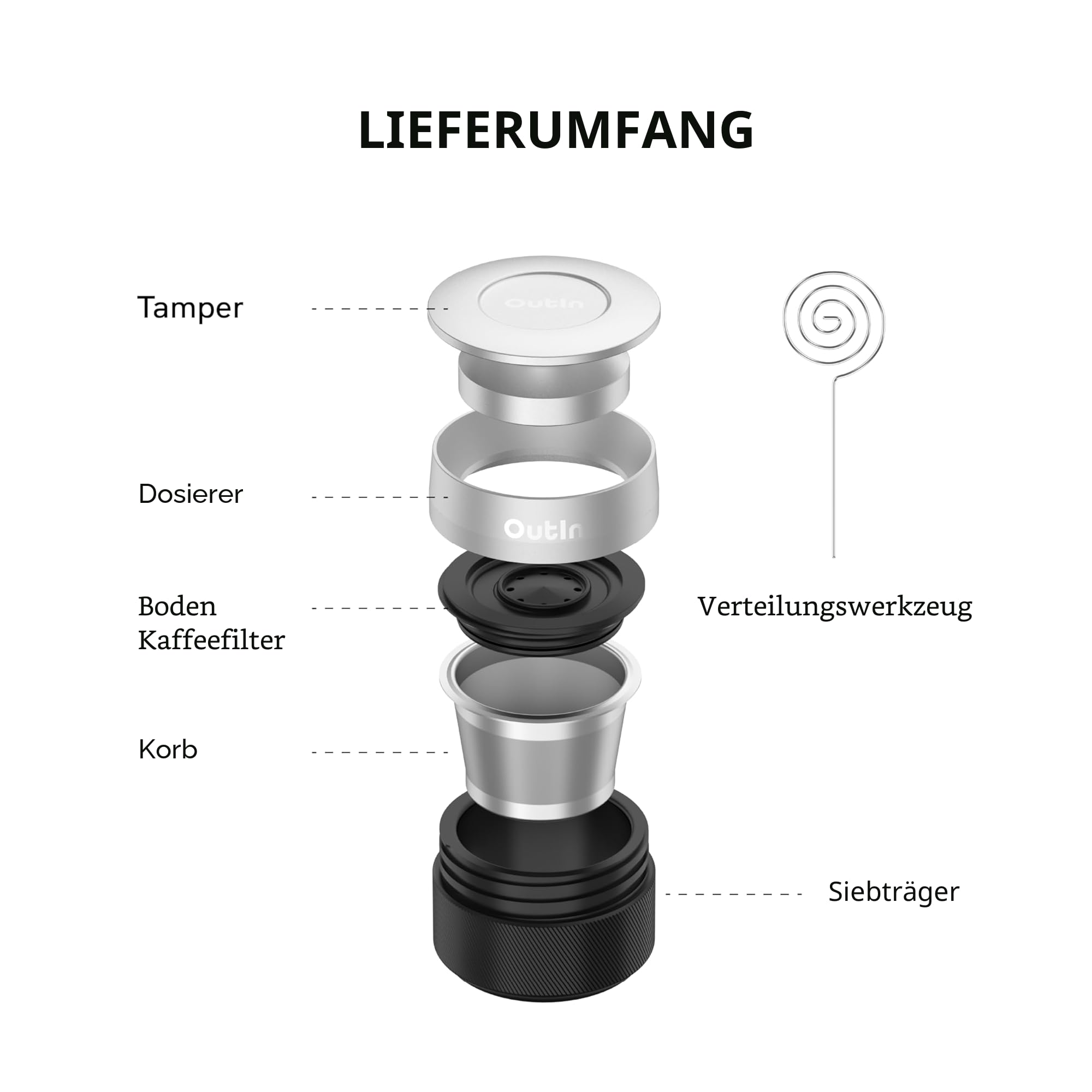 OutIn Nano Basket Plus Tragbare Espressomaschine Zubehör Kit für Double Shot Camping