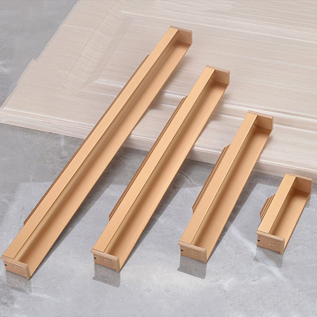 Uchwyty do szafek, 2 szt., kwadratowe aluminiowe gałki do szuflady, uchwyty drzwi przesuwnych, złote, ze śrubami i dźwigniami(Total Length 600Mm)