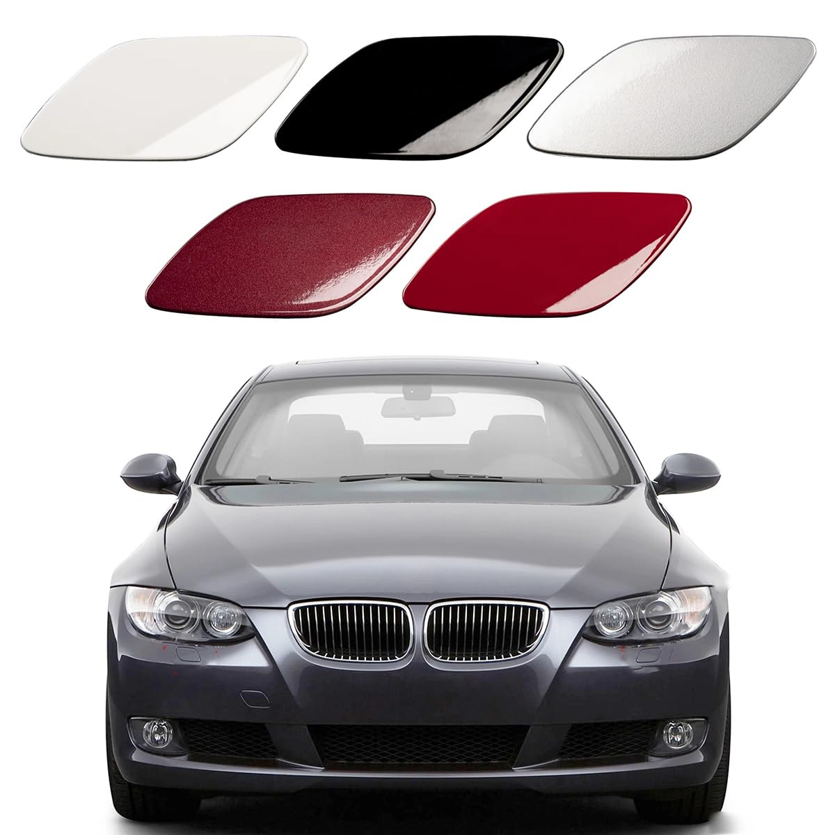 LHZPGC Car Front Bumper Headlight Washer Cover Cap for BMW 3 Series 328i 335I 335IS E92 E93 Coupe Convertible 2007-2010,ABS,A-Unpainted-Left