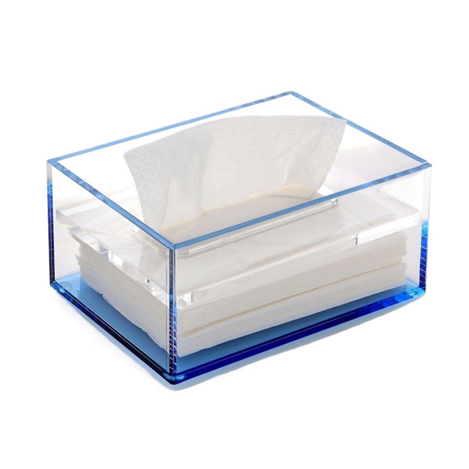 Multifunctional Tissue Box Holder Acrylic Tissue Box Cover Rectangular Facial Holder For Bathroom Kitchen Bedroom Office Decorative Napkin Holder(Blue,Small)