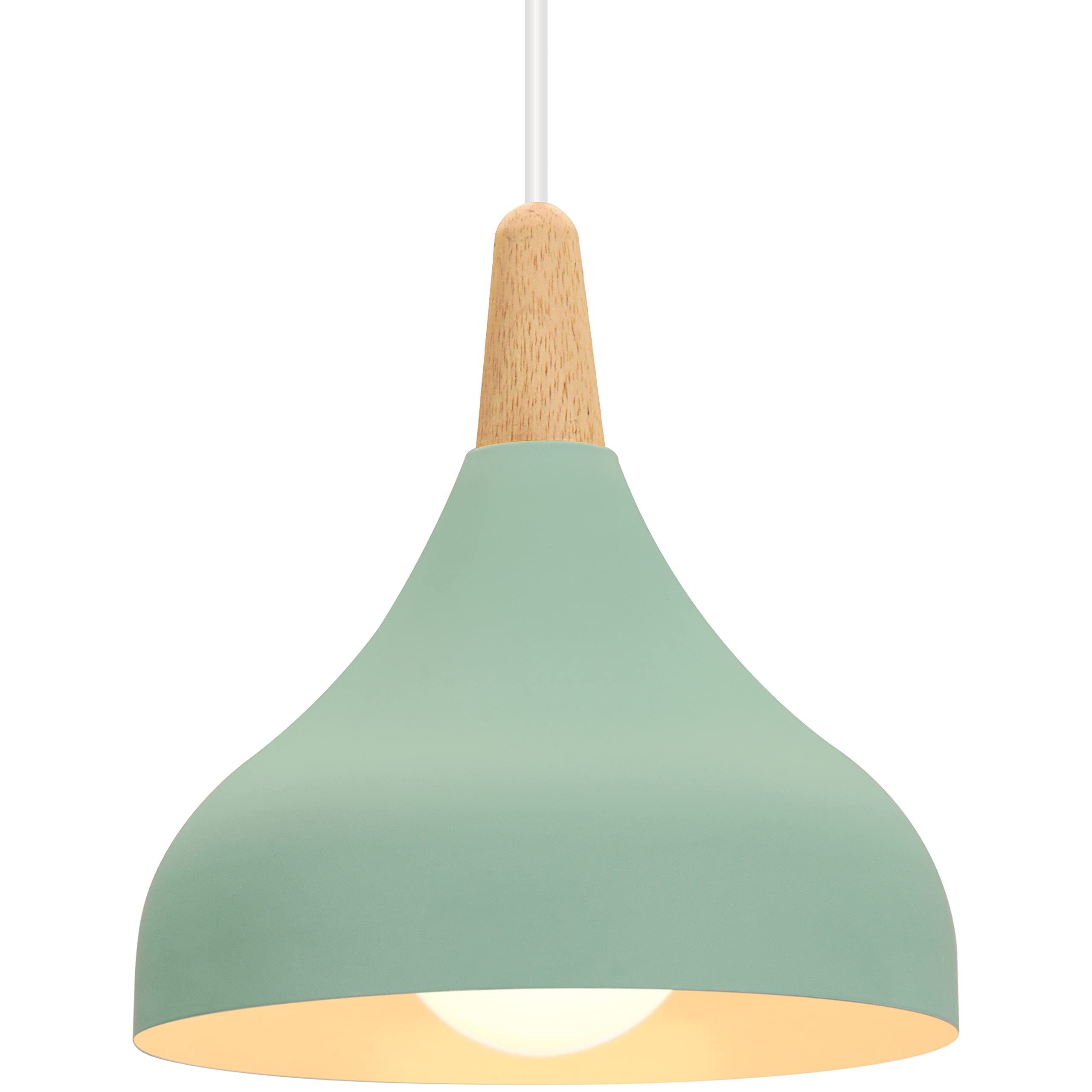 iDEGU Lámpara de Techo Retro LED Lámpara Colgante Moderna Estilo Gota E27 Iluminación de techo Vintage en Madera Metal Lámpara moderna para Dormitorio Comedor Cocina, 20cm (Verde, 1 Pieza)