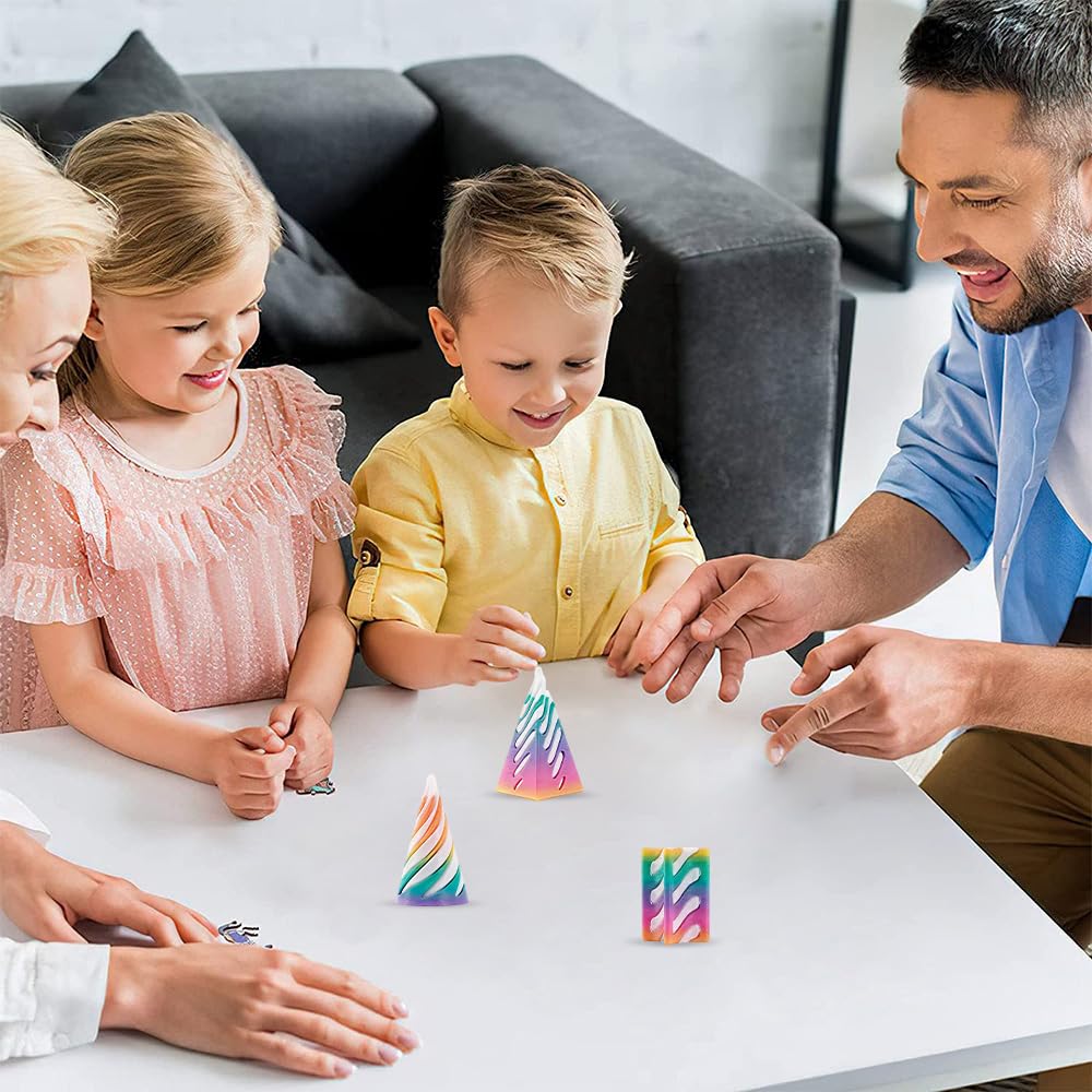 3Pcs Spiral Cone Impossible 3D Printed Fidget Toys Gearball Spiral Cone Fidget Toy Pyramid Passthrough Sculpture for Anxiety Stress Relief Desktop Office Home Decor Gift for Adults Kids (Style 3) - Image 4