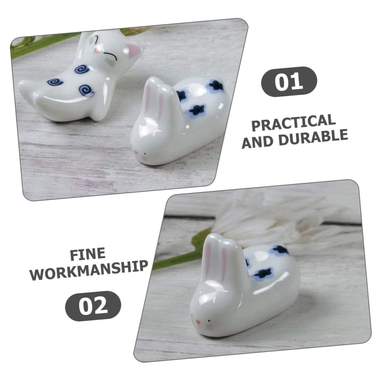 Repose-Baguettes, Support à Baguettes, Coussin de Table en céramique pour Restaurant, Coussin pour cuillères, Motif Chat, Coussin pour ustensiles de Cuisine, céramique