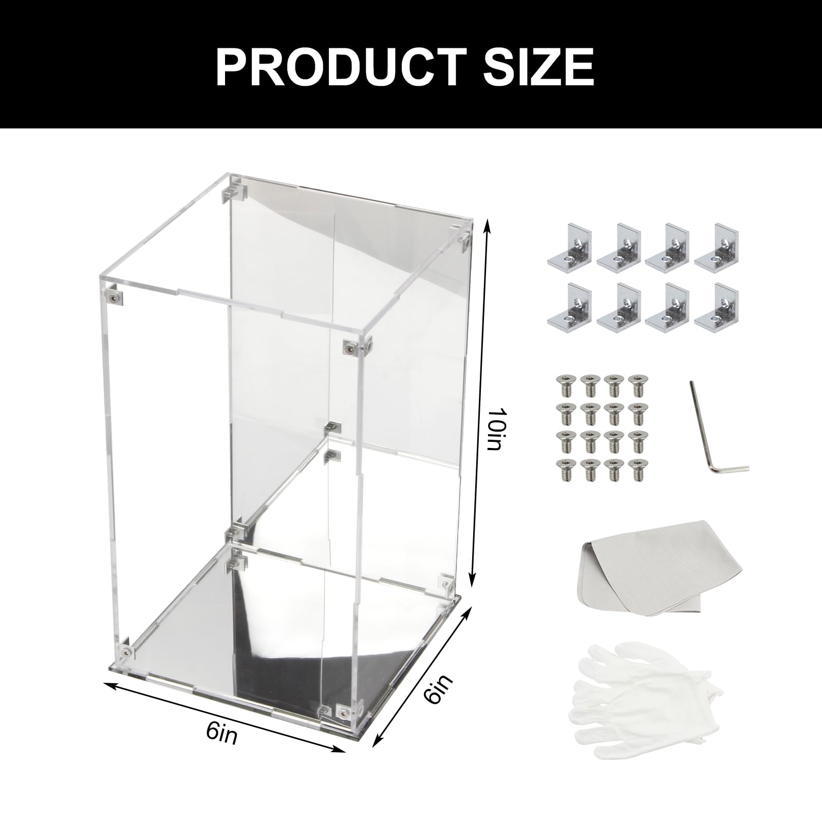 Caja de acrílico Transparente con Parte Trasera y Base de Espejo, Vitrina extraíble con Tapa para coleccionables, Caja de Almacenamiento Decorativa para Mostrar Figuras de acción, Juguetes
