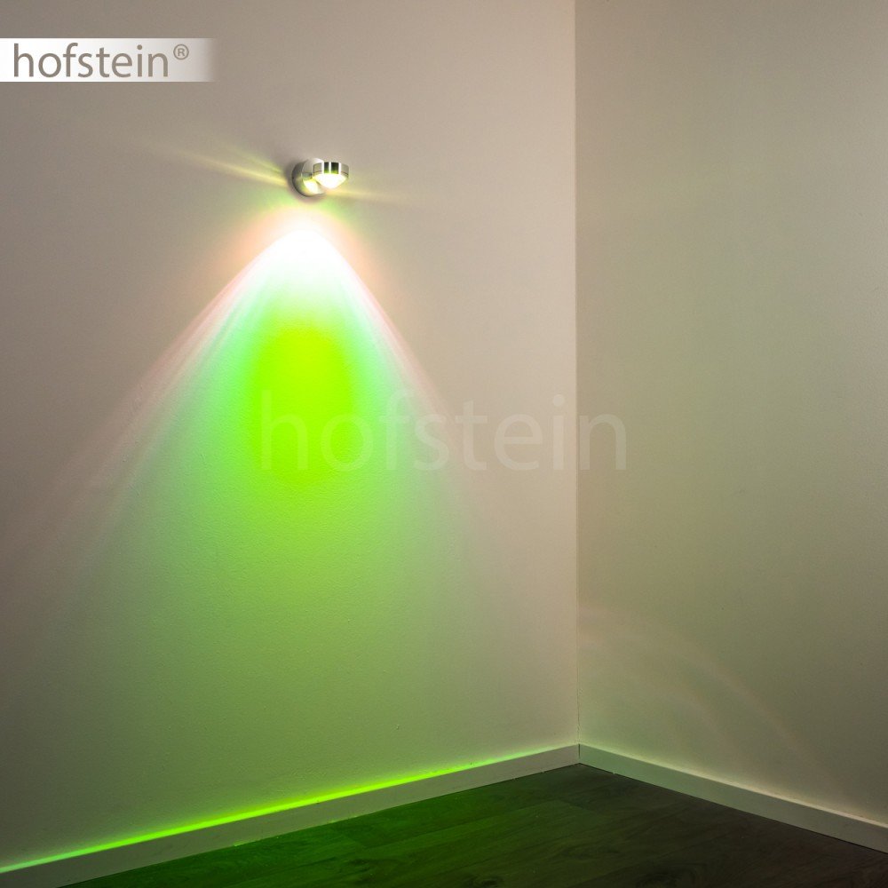 HOFSTEIN LED Wandlampe Harare, Wandleuchte in Chromfarben mit grünem Farbfilter, Wandstrahler mit Lichteffekt, 1-flammig, 3 Watt, 300 Lumen, 3000 Kelvin, Wohnzimmer, Esszimmer, Schlafzimmer, Flur