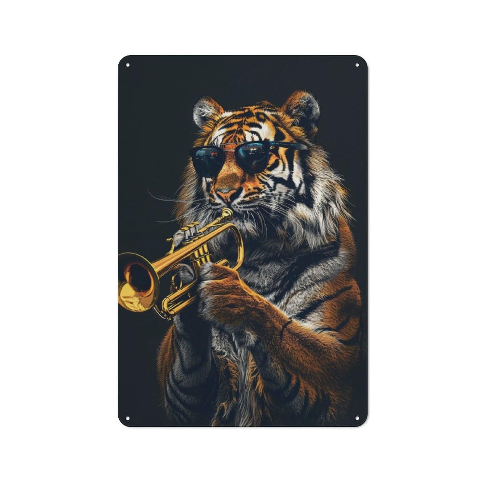 Junmoney Tiger Trumpet For Lounge Or Reading Corner, Retro Metal Sign 30X20cm, For Metal Sign Collectors, For Garage And Workshop Walls