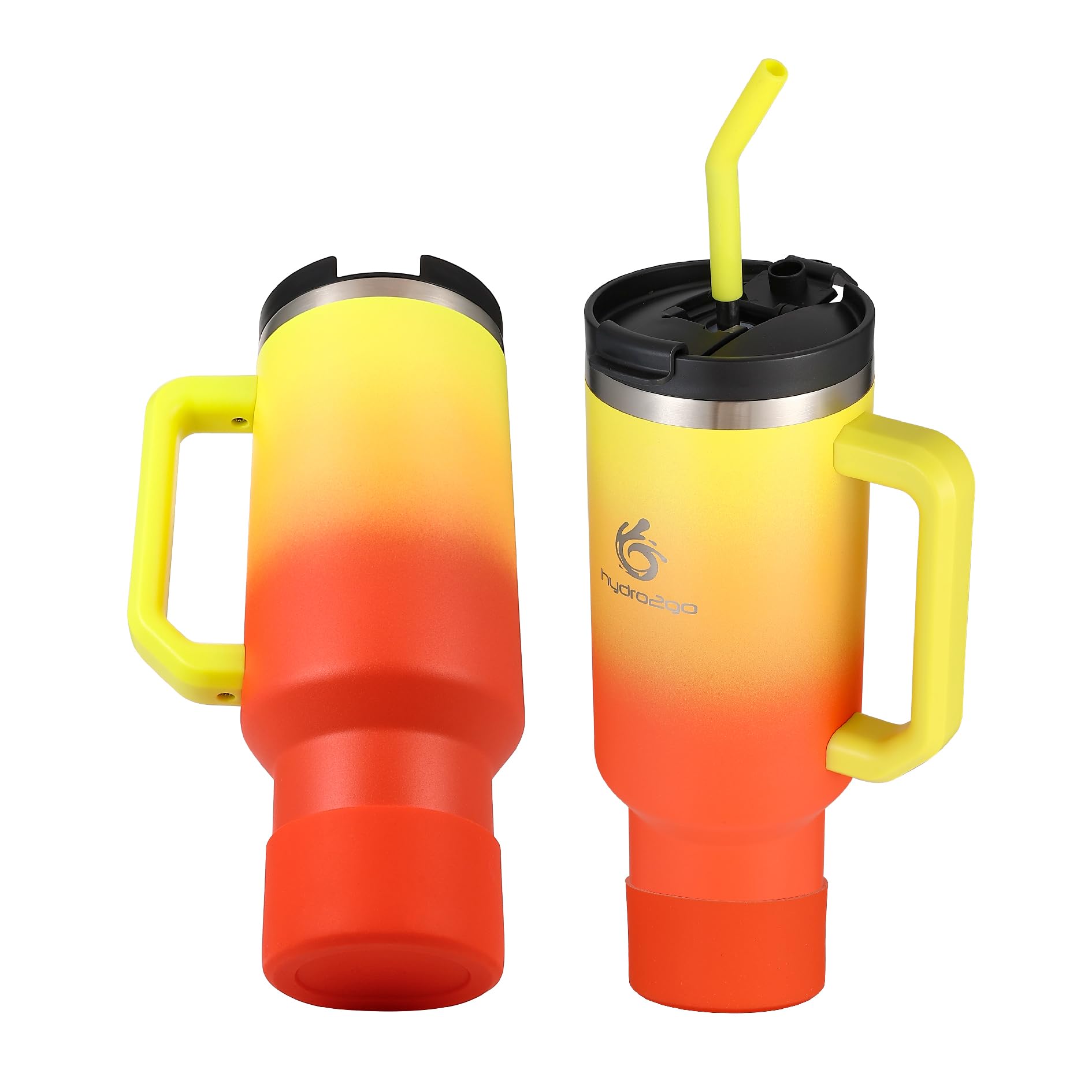 hydro2go® 1200ml/40oz Thermobecher, Kaffeebecher to Go, Isolierbecher mit Griff & Strohhalm, Reise- & Autobecher, Tumbler für Heiß- & Kaltgetränke (Sunset, 1200 ml) | thermobecher, kaffeebecher to go, isolierbecher mit griff und strohhalm, reisebecher, au