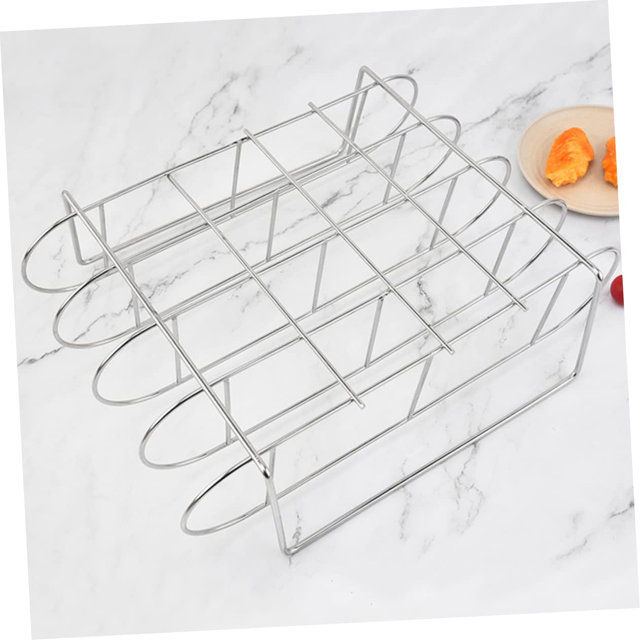 Supporto per Arrosto e Costine in Acciaio Inox, Design Ergonomico e Facile da Pulire, per Barbecue a Casa e Picnic All'aperto