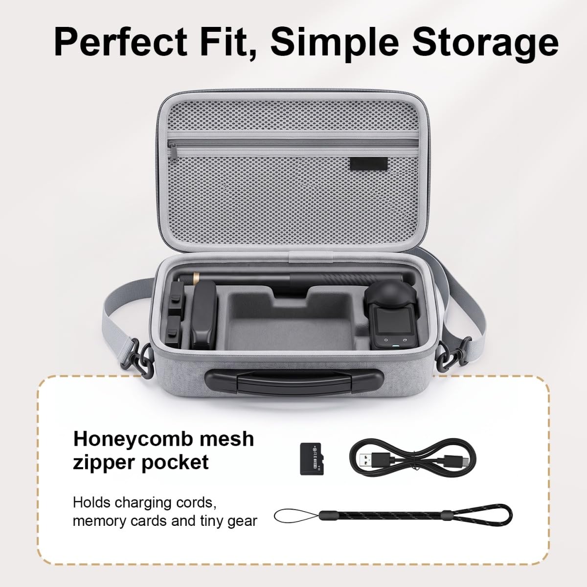 Per Insta 360x6 Custodia rigida EVA duro Borsette borsa per il trasporto | Può essere memorizzato 114 cm Selfie Stick, batteria e carica Manager, antiurto resistente all'acqua Organizer