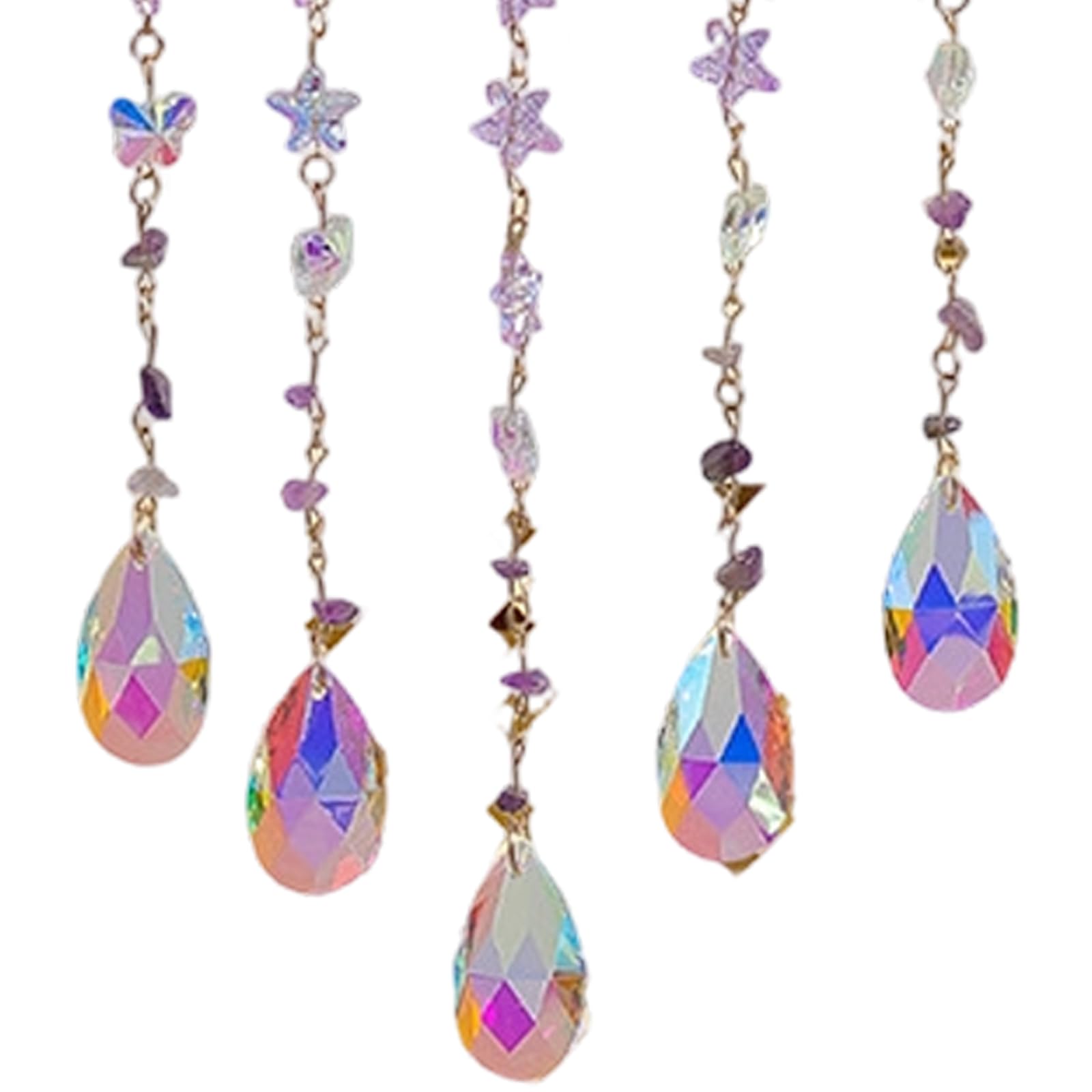 Artisanal Craft Crystal Beads Tree Dreamcatchers with Metal Wire Windchimes Spiritual Home Decoration for Bedroom Crystal Tree Dreamcatchers Spiritual Windchimes Ornament Ethnic Tassels Wall Art