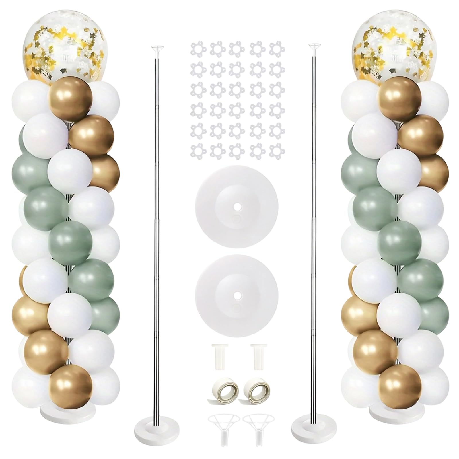 Balloon Column Stand Kit Set of 2, Balloon Stands Adjustable 2M Metal Balloons Holder Stand with Bases Clip Suitable for Birthday Party Wedding Decoration