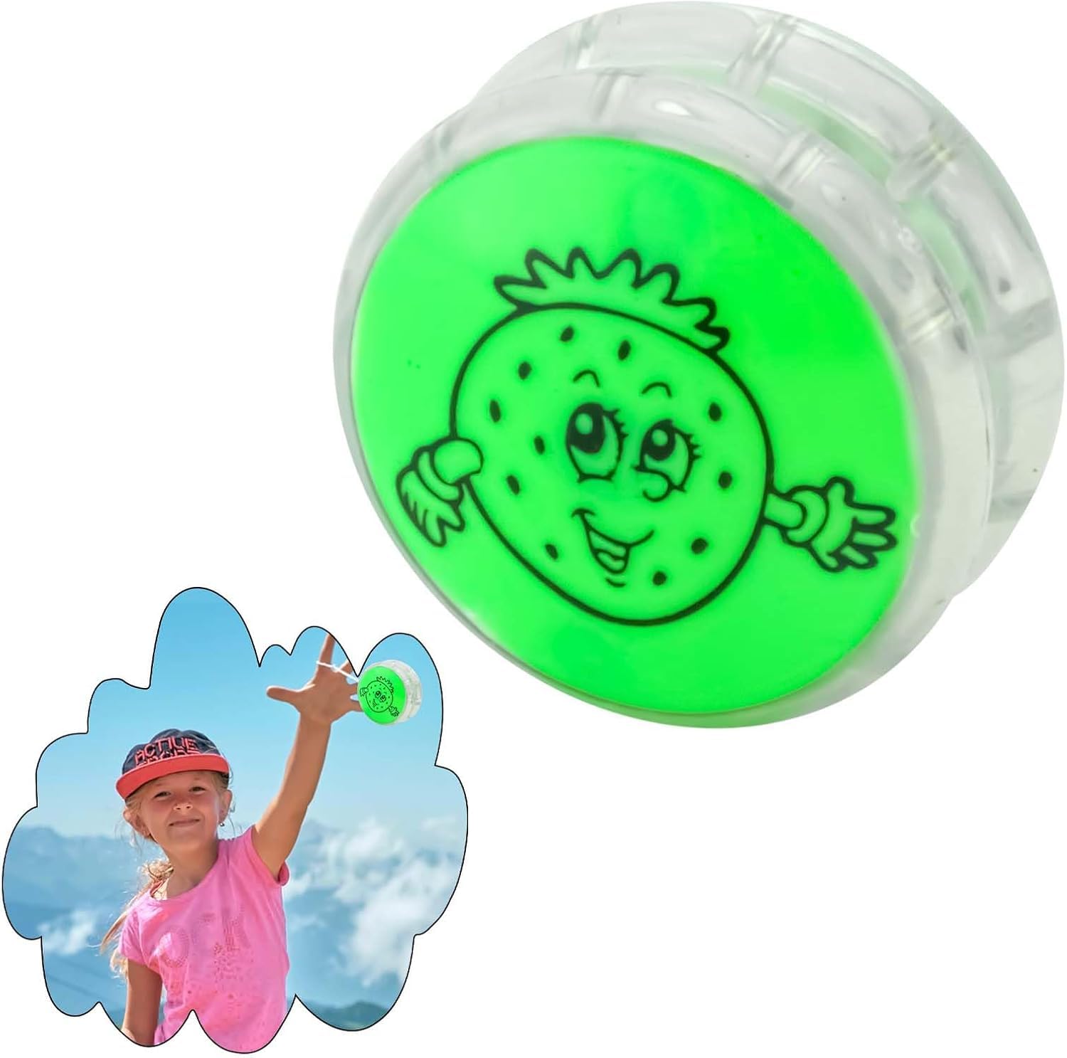 Yoyos for Beginner 4cm, Light Up Responsive Yoyos with Strings, Multicolour Plastic Kids Toys, String Tricks Fidget Toy for Kids Party Favors (Yoyo Green)