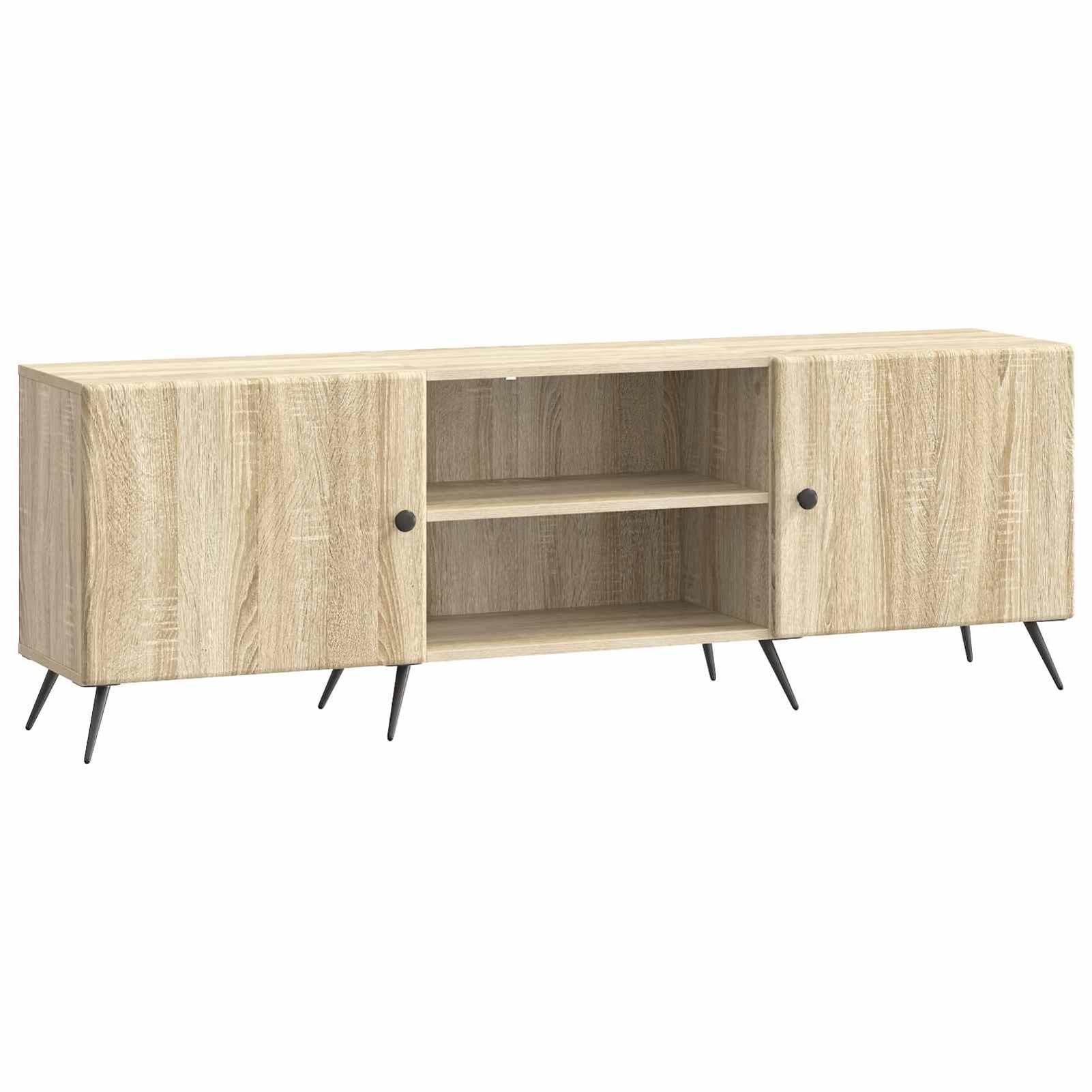 Meuble TV bois d'ingénierie chêne sonoma Gecheer vintage avec niches