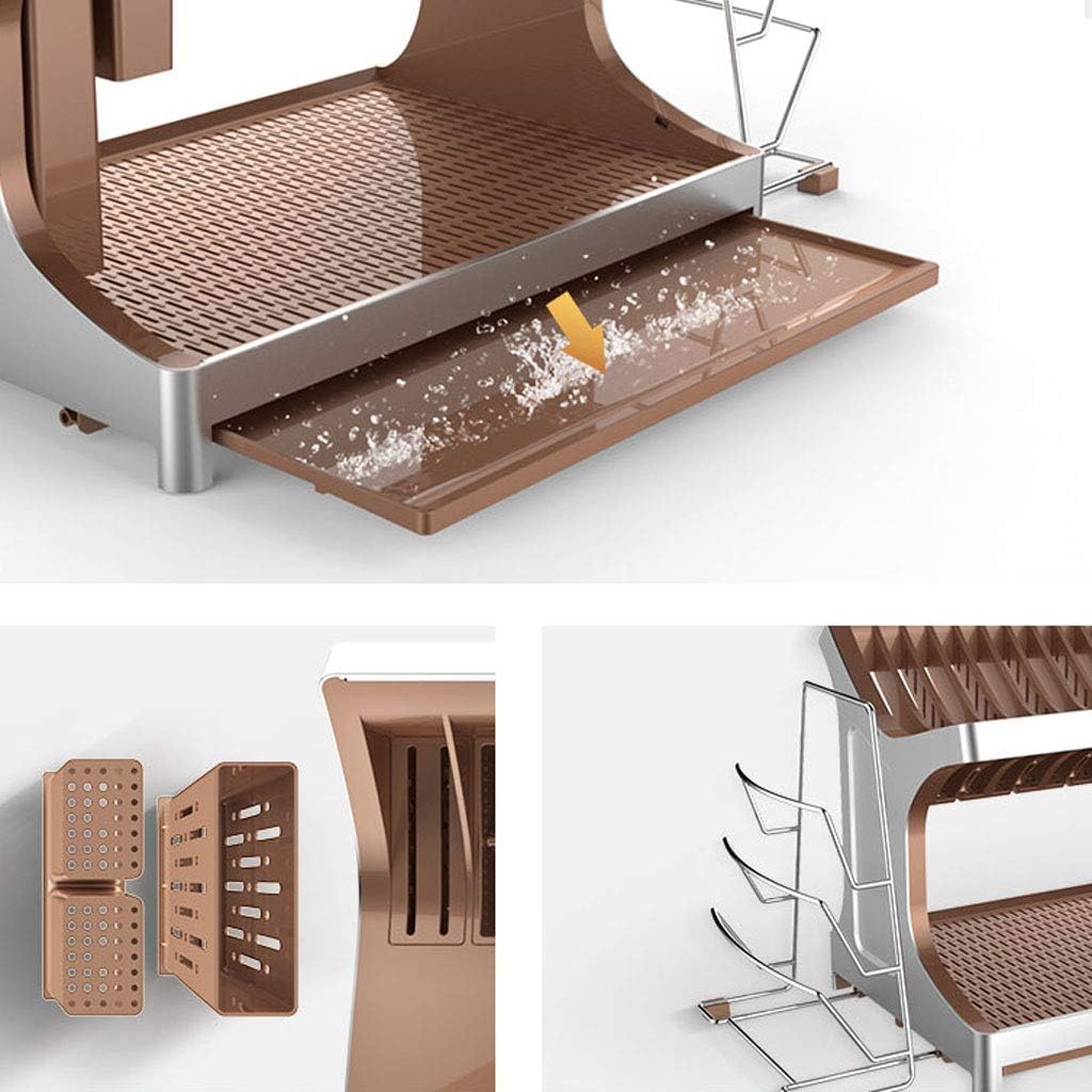 Dish Rack Storage Dish Rack Chopsticks Knife Multi-Function Kitchen Countertop Rack 2 Layer Dish Rack Drain Rack V