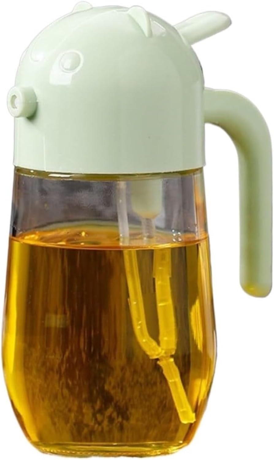 WOMGKDA Reusable Kitchen Oil Bottle Sprayer Cruet for Cooking Olive Oil Dispenser Automatic Opening and Closing for BBQ Air Fryer Salad Seasoning, GREEN, 600ml