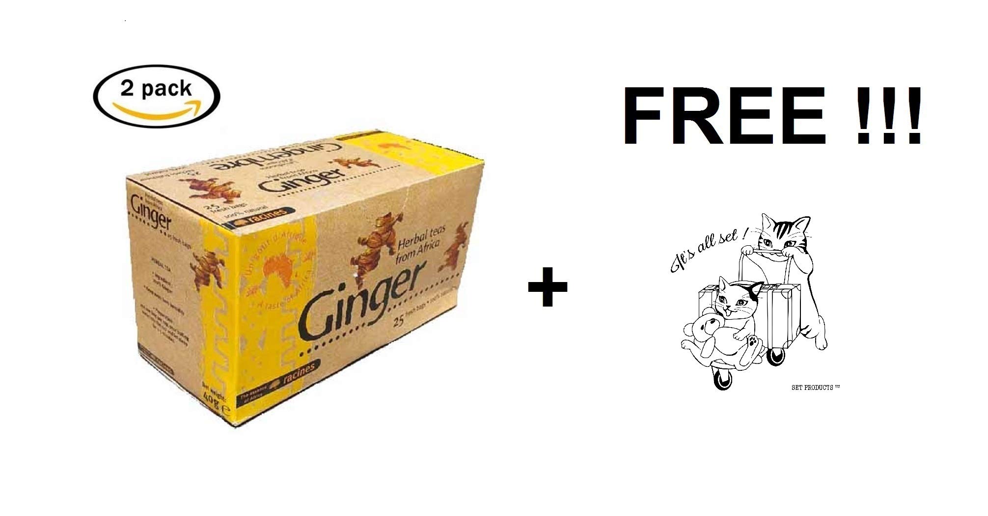 [✅ ✅ 100% naturalna herbata imbirowa] zestaw 2 pudełek na napar imbirowy | imbirowa herbata ziołowa Tisane | 100% naturalna | 2 x 25 worków filtrujących o wadze 1,6 g