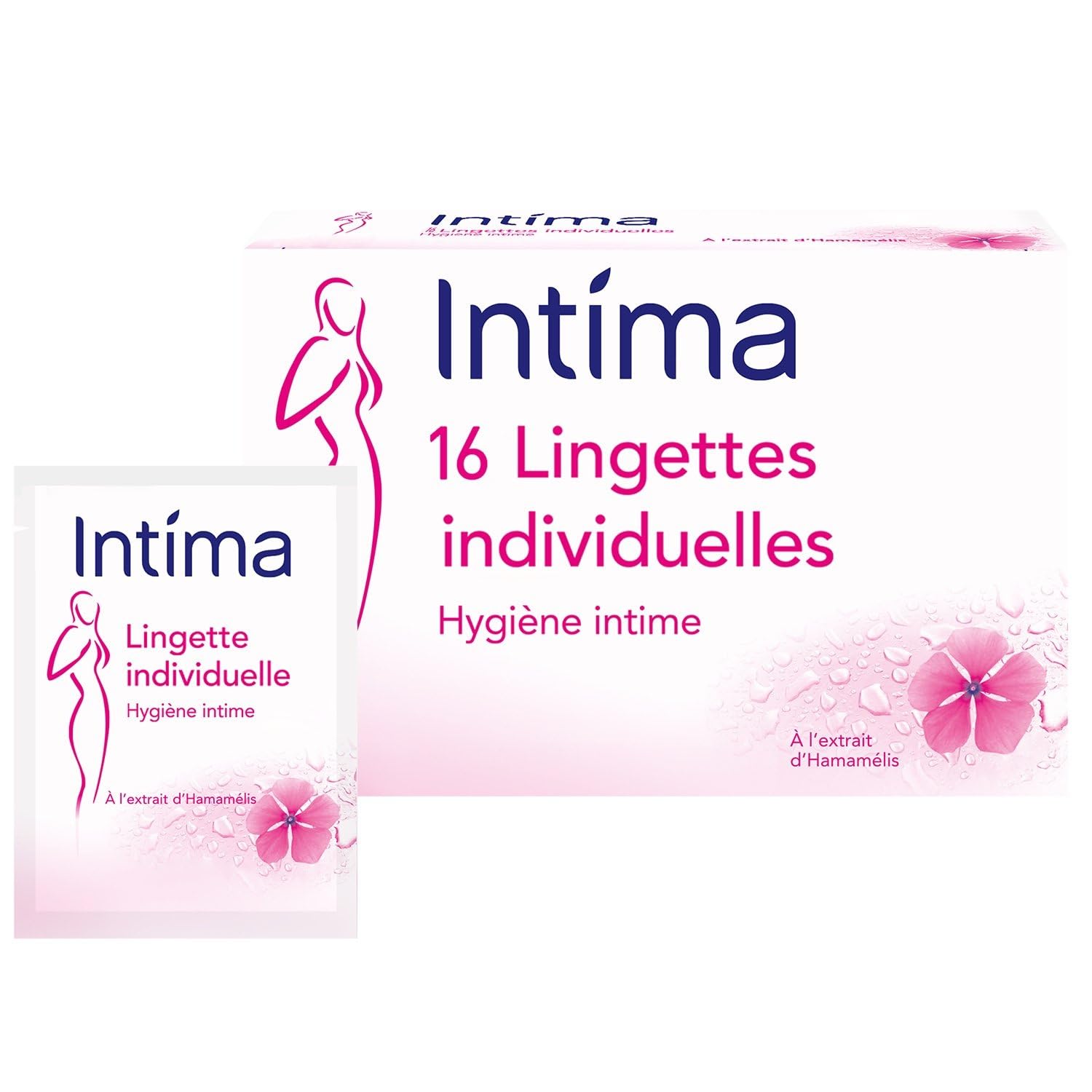INTIMA – Lingettes Douces à l’Hamamélis pour Soin Intime Apaisant, Format Pratique de 16 unités - Lot de 4 - vendu par Lot
