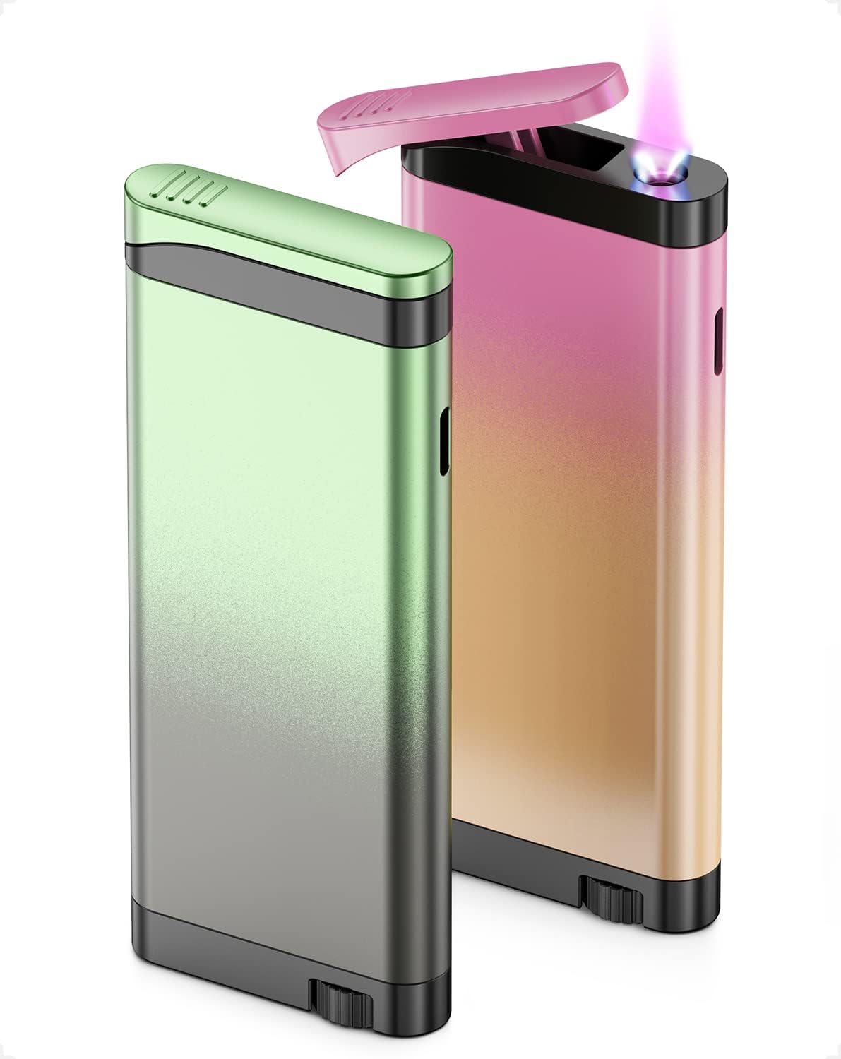 Packs of 2, VVAY Windproof jet flame lighter Butane Gas Refillable