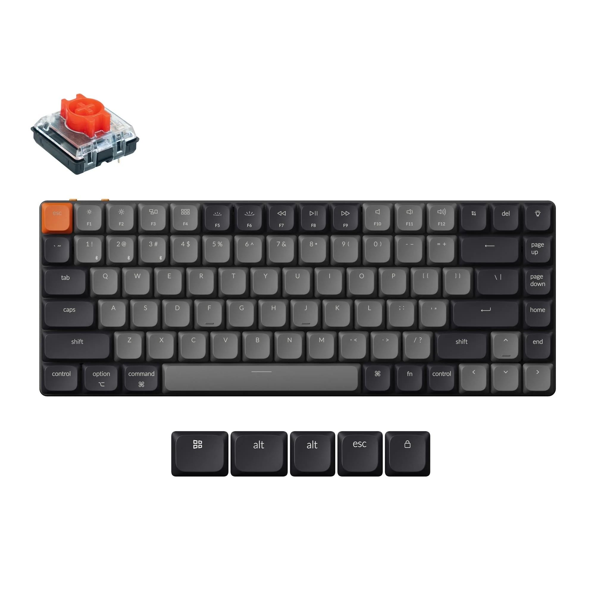Keychron K3 Versione 3 Tastiera meccanica senza fili, Bluetooth/USB-C, RGB LED, Hot-swap, macro programmabili QMK/VIA, ABS keycaps, per Mac/Windows, Low Profile 2.0 Red Switch