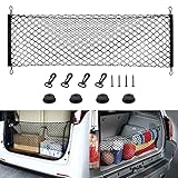 Rear Cargo Net Stretchable,Universal Adjustable Trunk Cargo Storage Organizer Compatible for SUV, Jeep, Truck,Storage Nylon Mesh Double-Layer with Hooks