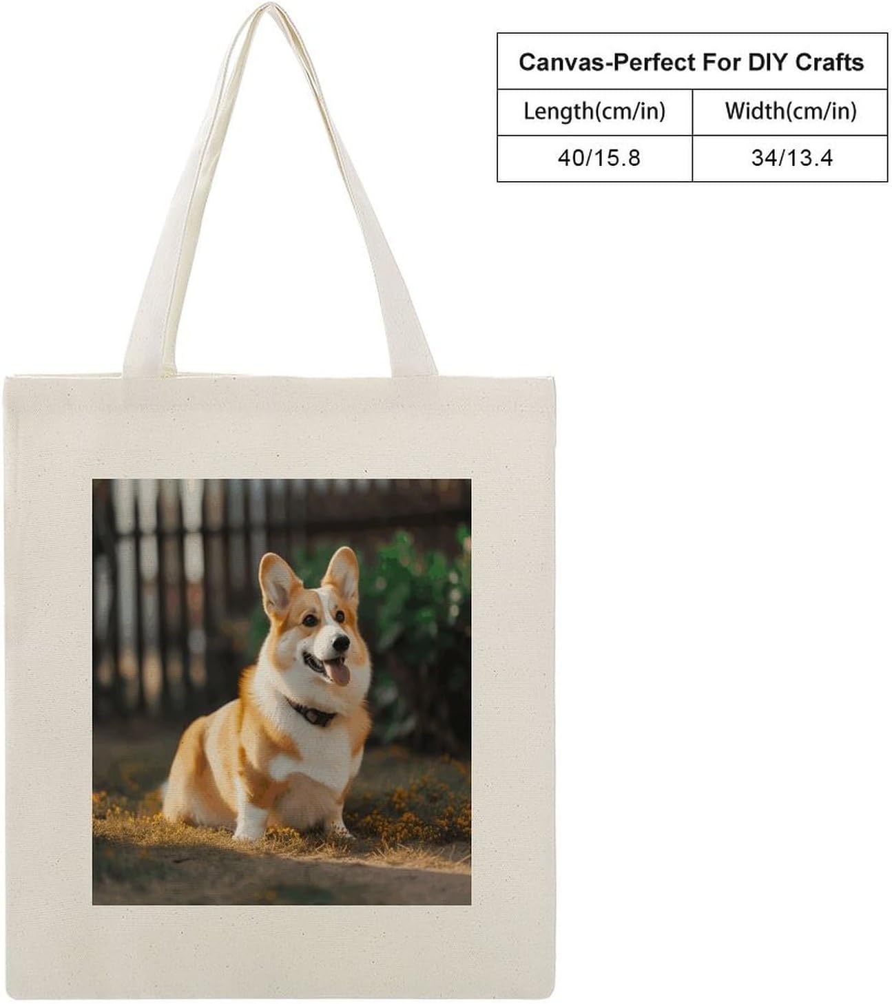 Dog Corgi Canvas Tote Bag Aesthetic Tote Bag image 4