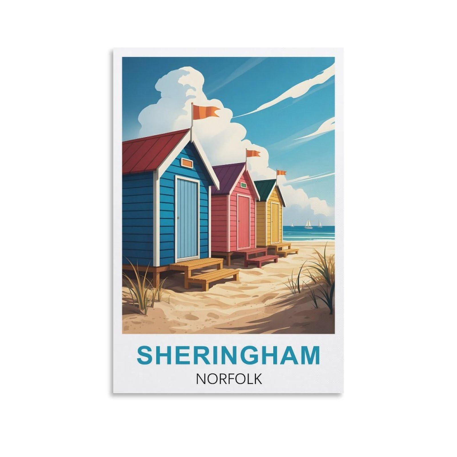 EZMLFA 5D Diamond Art Kits for Beginner,Sheringham Norfolk,DIY Round Full Drill Crystal Art Craft Painting for Home Wall Decor 40x50cm