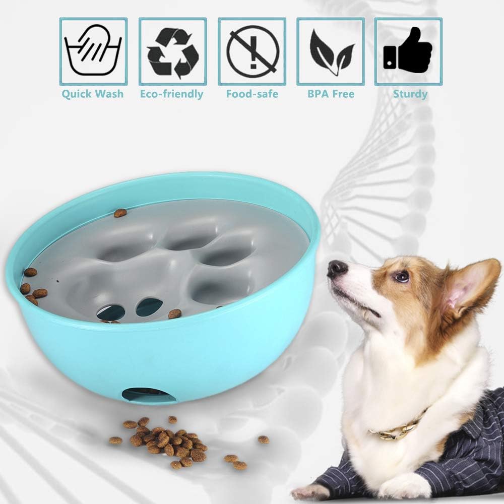 Slow Feeder Dog Bowl, Interactive Slow Eating Dog Bowl Leak Food Bowl to Slow Down Eating Stop Choking, Educational Slow Feeder Pet Bowl for Feeding Dog Cat Dog Bowl, Pet Dog Bowl Slow Feeder(Blue)