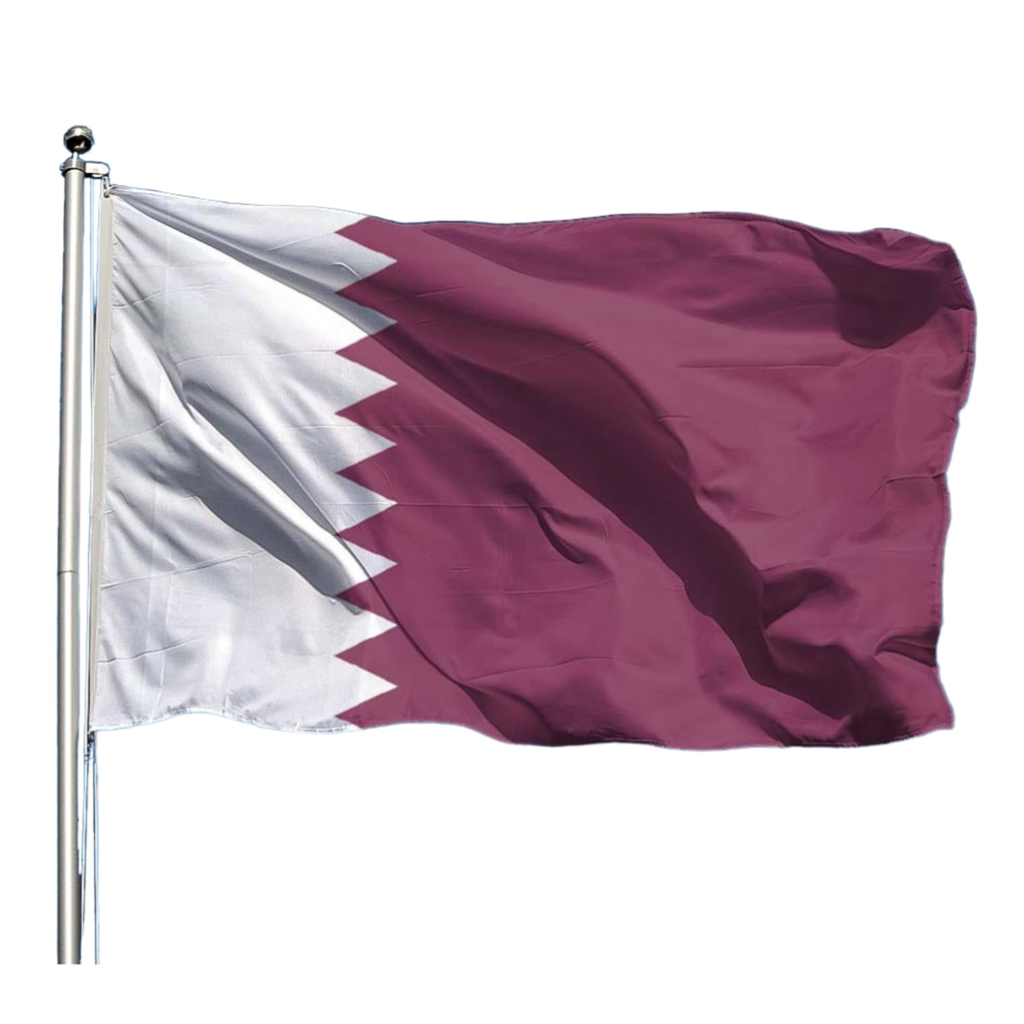 NS Bandiere | Bandiera Qatar Mondiali Calcio Qatar 2022 [Varie Dimensioni] [Tessuto A Scelta] Nautico di 130gr m² - Stamina di 220gr m² [ALLACCIO A Scelta] (Tessuto Stamina 220gr m², cm150x225)