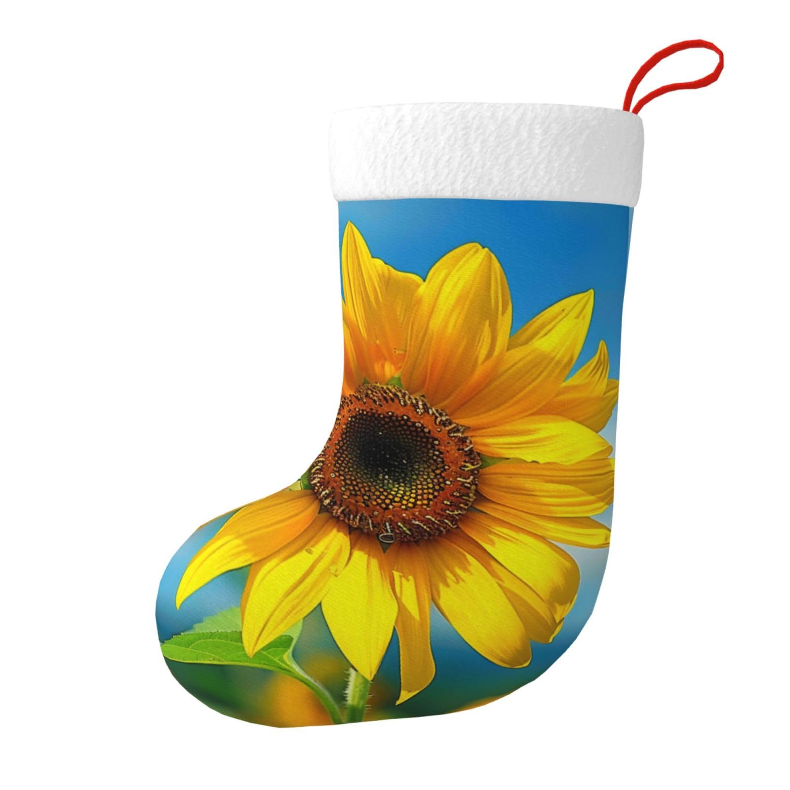 Beautiful Sunflower Print Christmas Stocking, 28x45cm Holiday Hanging Stockings for Fireplace, Tree Decorations, Gift Giving, and Party Festive Decor