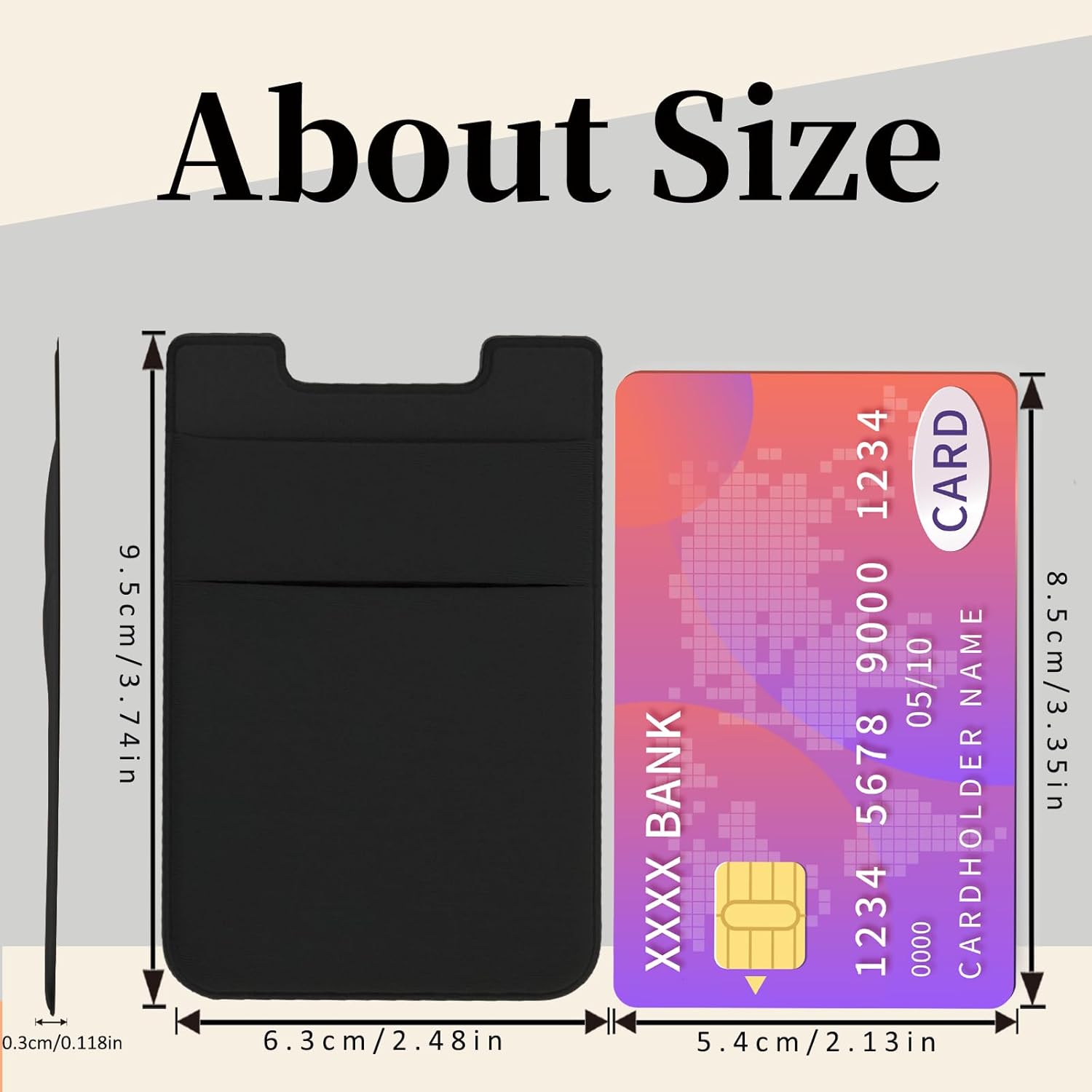 3 Pack Adhesive Phone Card Holder for iPhone Case, Cell Phone Stick on Card Wallet Pocket Sleeve, Store Credit Cards/ID Cards for the Back of iPhone and All Smartphones - Black image 2 of 3 B0D93VGMTP