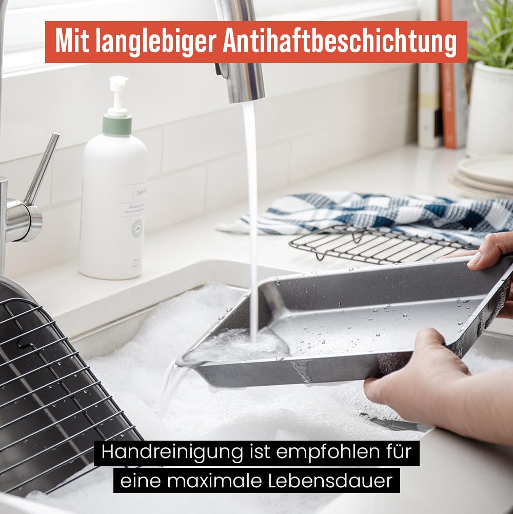 Chef Pomodoro Bräter mit Rost 41 x 28 cm Antihaftbeschichtet Grau
