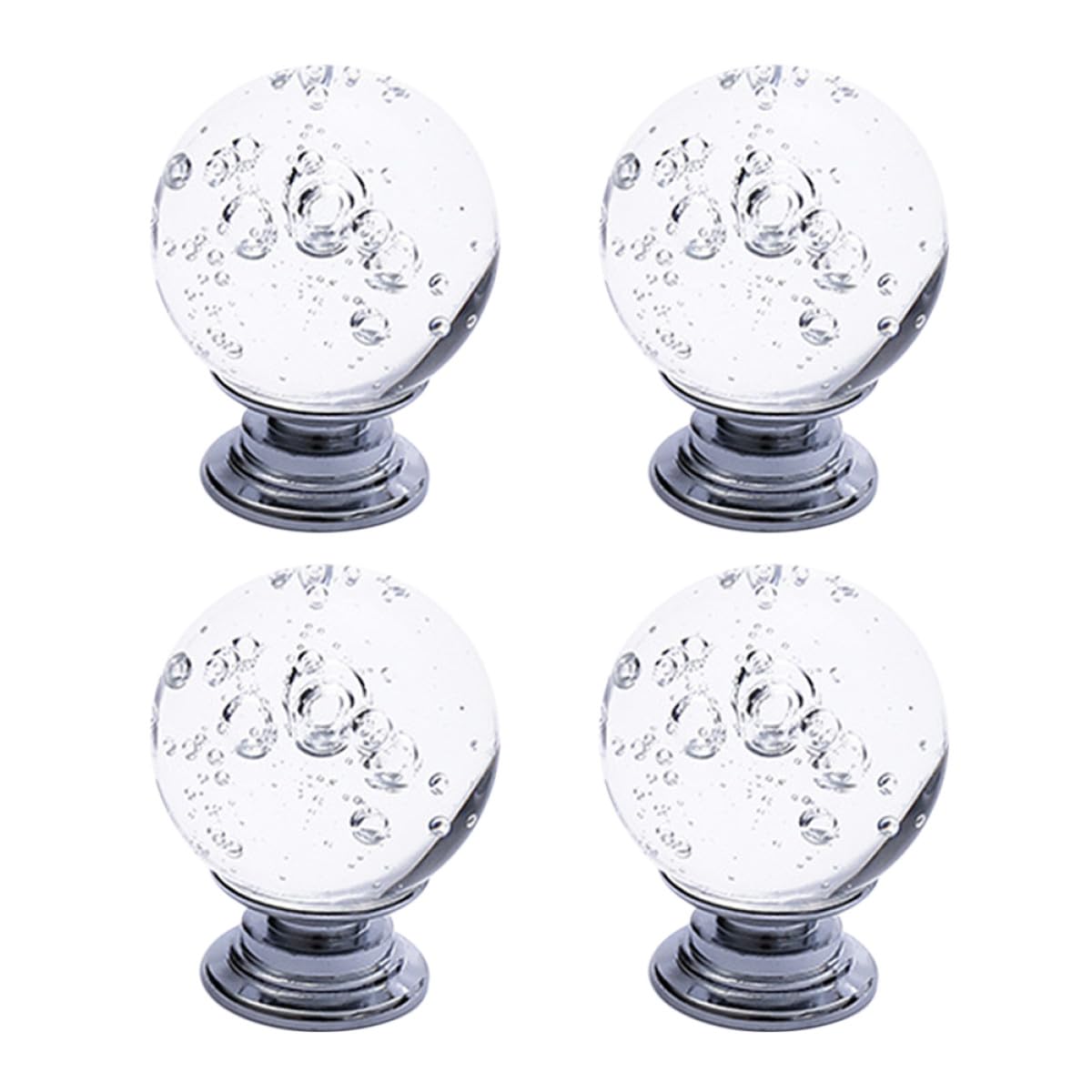 4Pcs Round Crystal Cabinet Knobs Wardrobe Handles with Bubble Design for Drawer Cupboard Furniture Pulls Home Kitchen